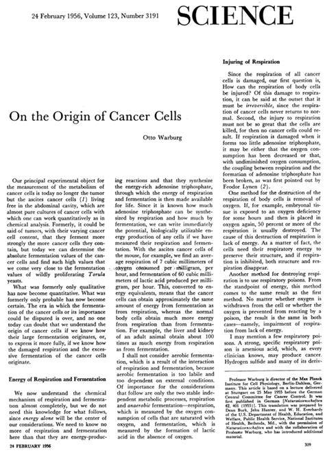 On The Origin Of Cancer Cells Science