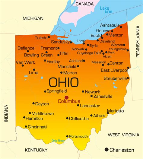 Ohio And Largest Cities Columbus Cincinnati Cleveland