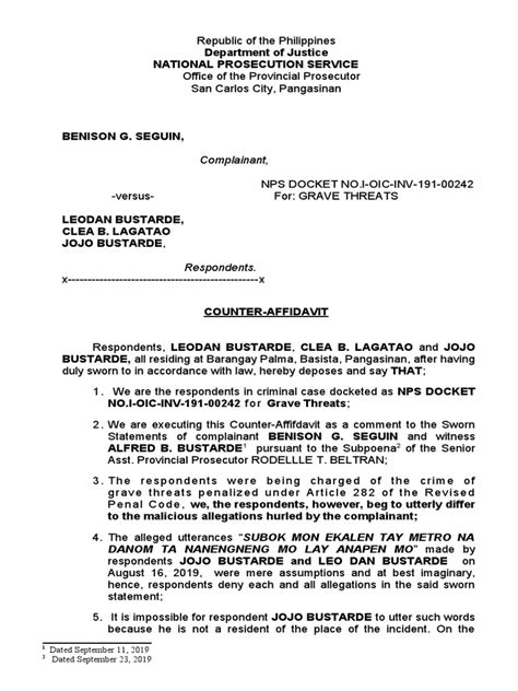 Sample Counter Affidavit Pdf Affidavit Government