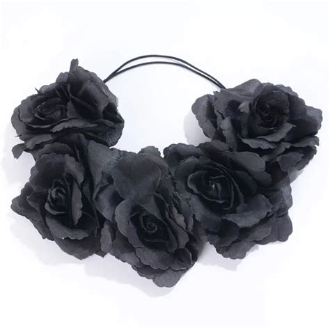 Europe Big Black Rose Headband Women Flower Crown Hairbands Fashion