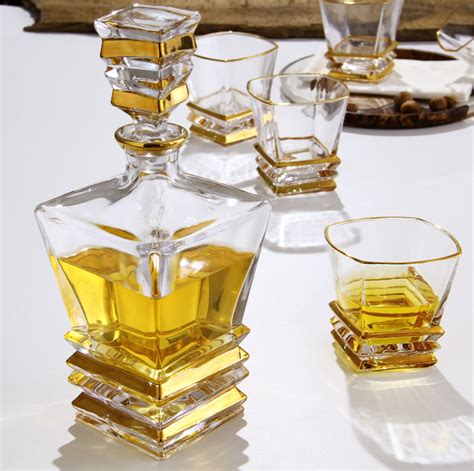 Crystal Whiskey Decanter Set And 6 Glasses Decanterx