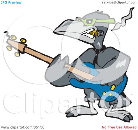 Royalty Free Rf Clipart Illustration Of A Raven Bird Smoking A Cigar And Playing A Guitar By