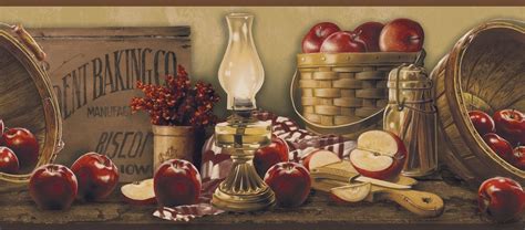 Featuring feel good phrases and pleasant country scenes. York Wallcoverings KE4914BD Border Book Apple Basket ...