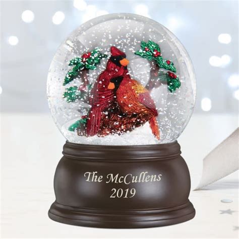 Pair Of Cardinals Personalized Snow Globe Personalized Snow Globes