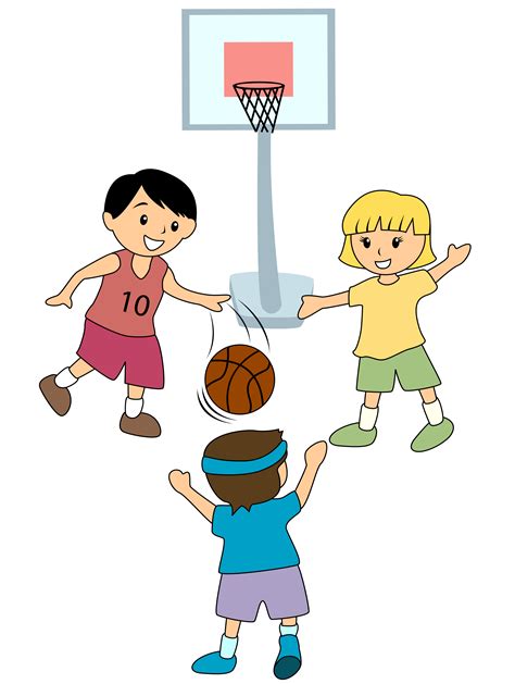 Kids Playing Basketball Clip Art Library