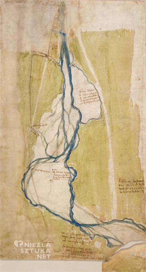 Leonardo Da Vinci Mapa Rzeki Arno Ok 1504