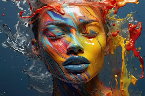 Premium Ai Image A Woman With Colorful Paint On Her Face