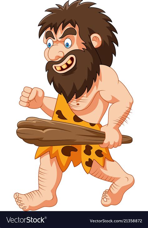 Cartoon Caveman Holding Club Royalty Free Vector Image