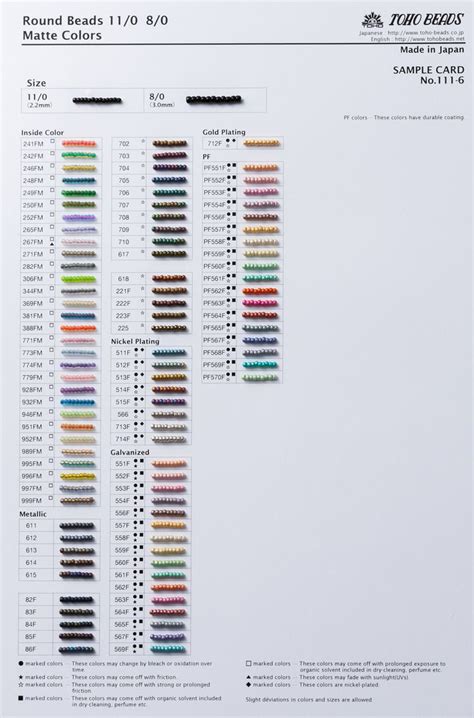 Toho Color Chart Jewelry Making Tutorials Beading Tutorials Jewelry