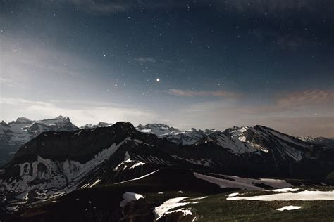 Sky Star Night Snow Mountains Range 5k Wallpaperhd Nature Wallpapers
