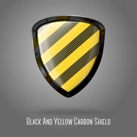 Premium Vector Blank Yellow And Black Caution Realistic Glossy Shield