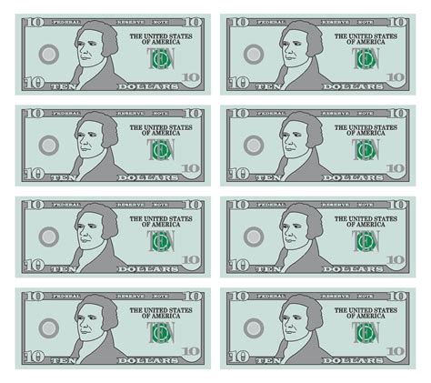 Printable Play Money Dollar Bills Actual Size