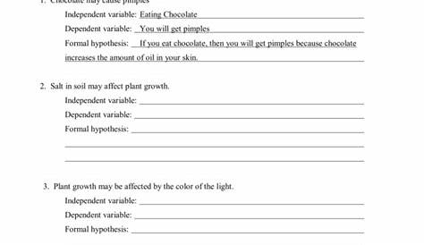 hypothesis and variables worksheet