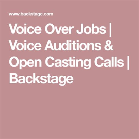 Voice Over Jobs Voice Auditions And Open Casting Calls Backstage