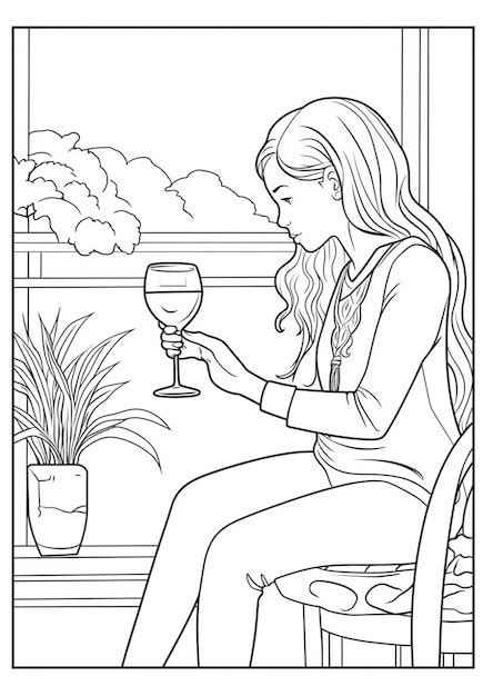 premium photo a woman sitting on a chair holding a glass of wine generative ai