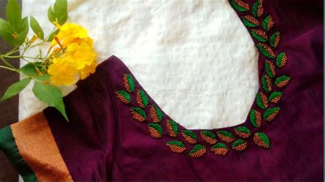 Most Attractive Beads Leaf Design Making Old Blouse To New Designer