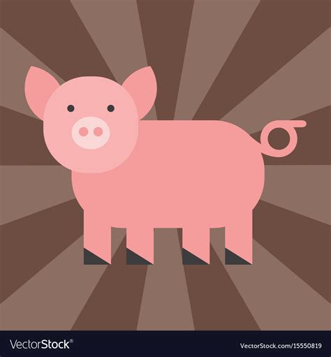 Cute Pig Cartoon Animal Pink Agriculture Farm Vector Image