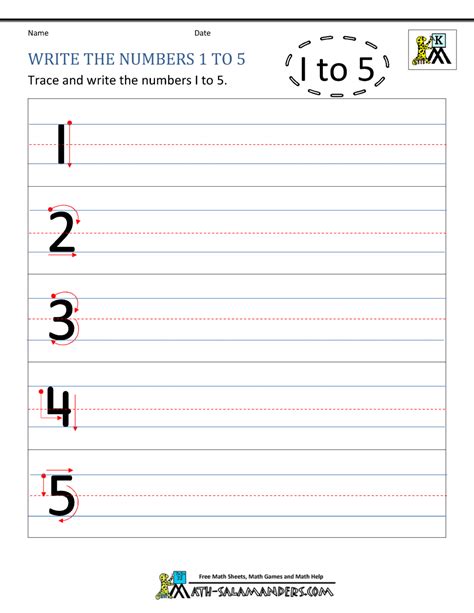Kindergarten Writing Numbers Worksheet
