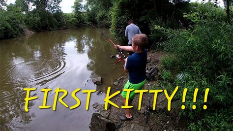 Kid Catches First Catfish At River Youtube