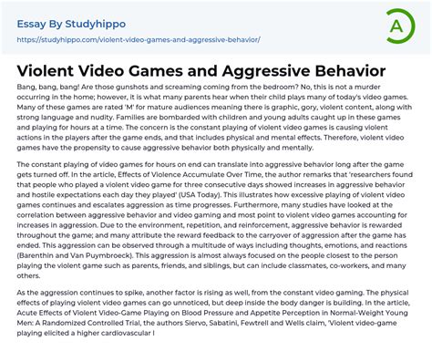 Violent Video Games And Aggressive Behavior Essay Example