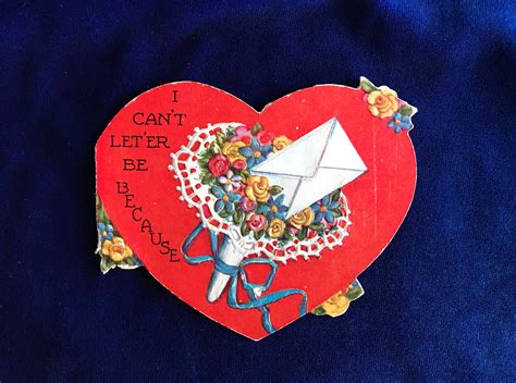1930s Valentine Love Letter Card Flowers Heart Etsy Valentine