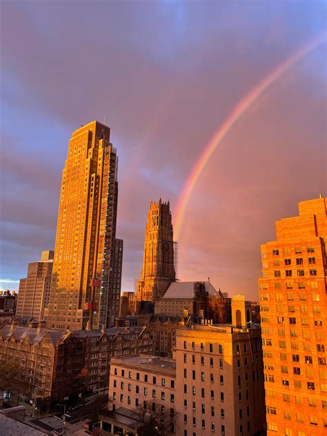 Photos Magical Rainbow Arcs Across Pink Sky During Nyc Sunrise New