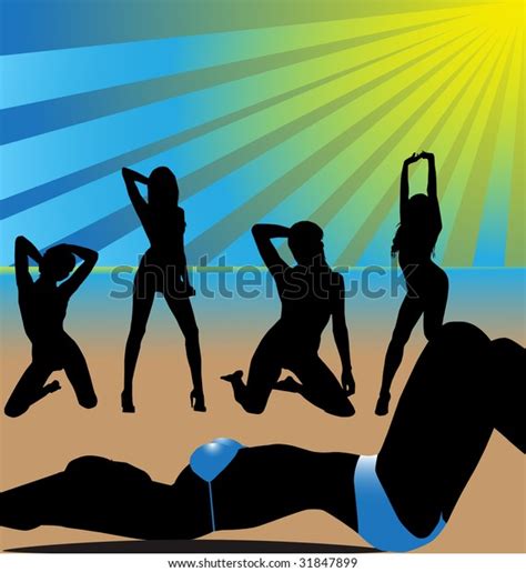 Sexy Woman Silhouettes On Abstract Background Stock Vector Royalty Free 31847899 Shutterstock