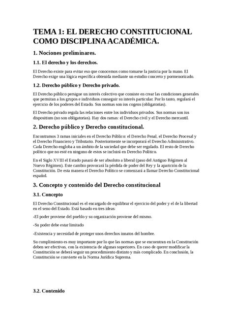 Tema 1 El Derecho Constitucional Como Disciplina AcadÉmica Apuntes De Derecho Constitucional