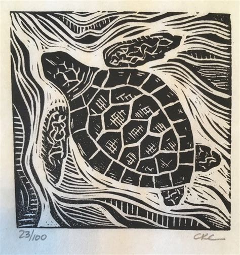 Sea Turtle Linocut Print Etsy Linocut Prints Lino Art Linocut