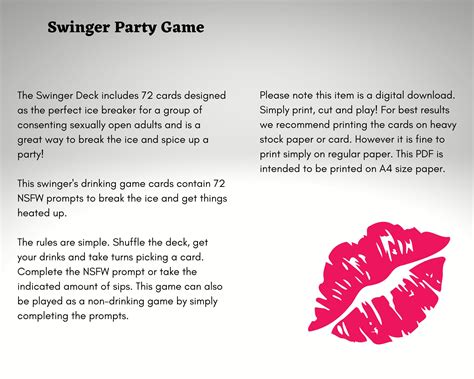 Swingers Game Swingers Ice Breaker Games Swingers Party Game Adult Foreplay Games Instant