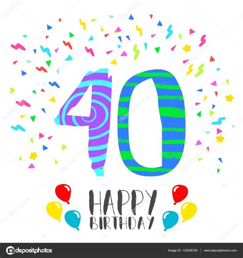 Feliz Cumpleaños Para La Tarjeta De Invitación Del Partido De 40 Años