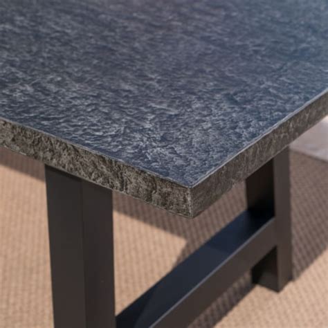 Doris Outdoor Gray Stone Finish Light Weight Concrete Dining Table 1