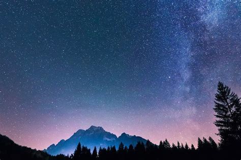 Starry Night In The Mountains Featuring Way Milky And Galaxy Night