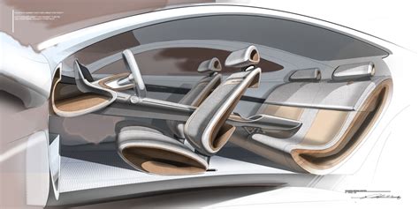 Hyundai Le Fil Rouge Concept Interior Design Sketch Render Car Body