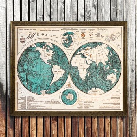 Wooden World Map Wall Art Laser Engraved Natural Printed Map Home Décor