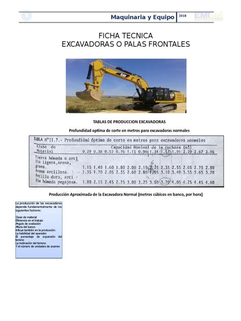 Ficha Tecnica Excavadoras Pdf Bienes Manufacturados Vehículos