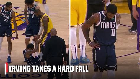 Lebron James Helps Kyrie Up After Hard Fall Irving Exits The Game