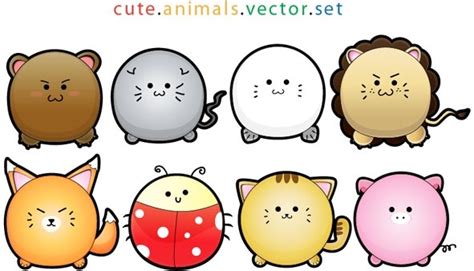 Cute Cartoon Animals Vector Vectors Graphic Art Designs In Editable Ai