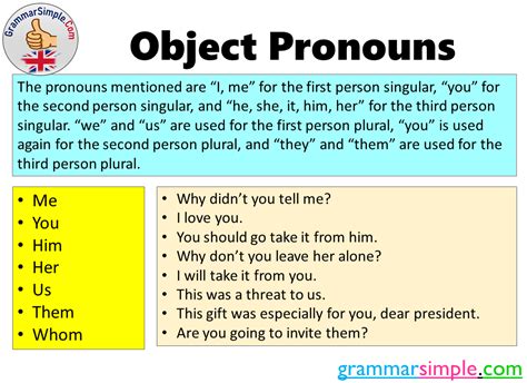 What Is Object Pronoun Object Pronouns List And Example Sentences