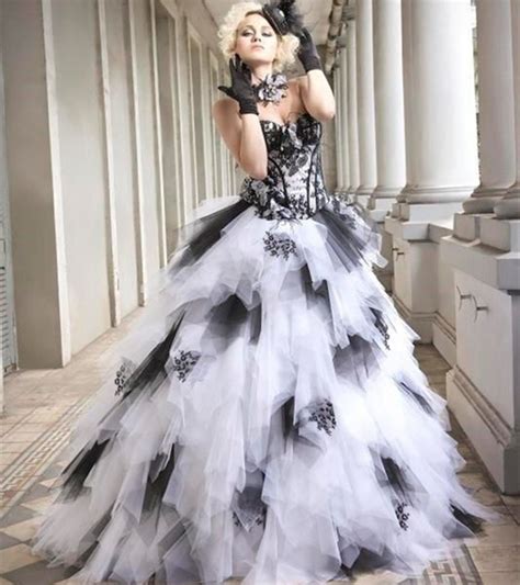 Black And White Gothic Ball Gown Wedding Dresses 2017