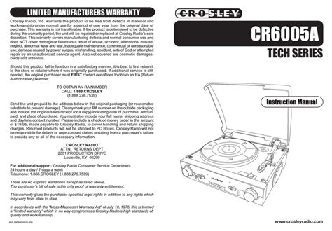 Crosley Cr6005a Instruction Manual Pdf Download Manualslib