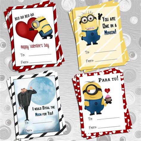 Diy Printable 4 Despicable Me Valentines Cards Minions And Gru