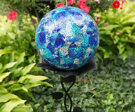 Handblown Blue Hues Solar Glass Gazing Ball Etsy