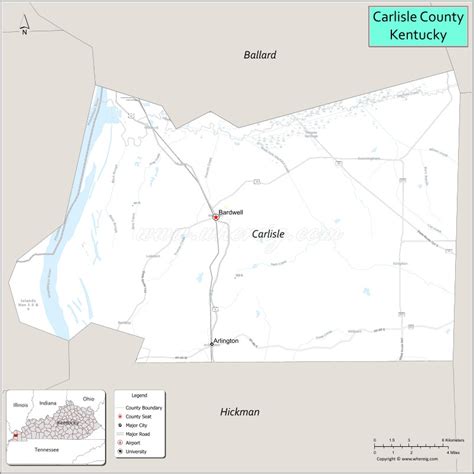 Map Of Carlisle County Kentucky Where Is Located Cities Population