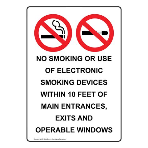 Portrait No Smoking Or Use Of Electronic Sign With Symbol Nhep 39042