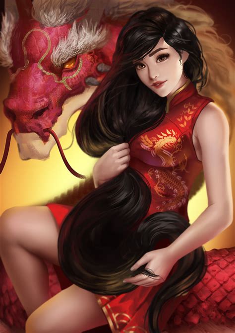 Wallpaper Artwork Asian Women Fantasy Art Fantasy Girl Dragon