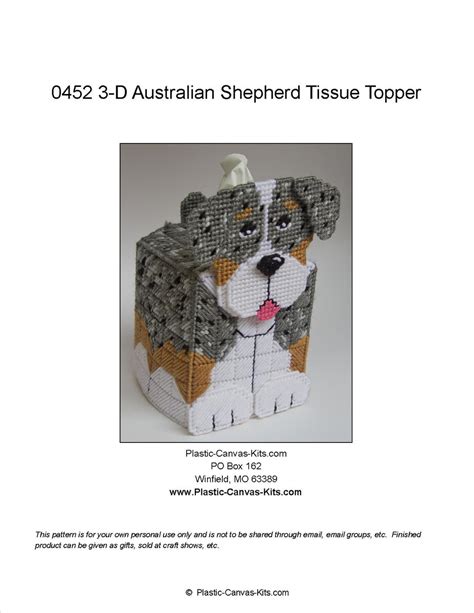 Plastic Canvas Australian Shepherd Tissue Topper Plastic Canvas