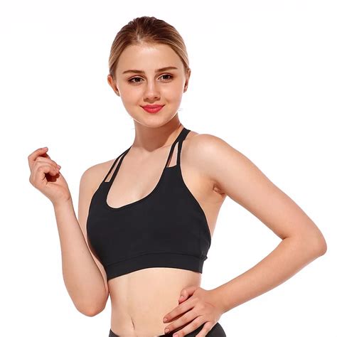 Wx Black No Rims Tops Sports Bra Breathable Fitness Stretch Underwear Push Up Yoga Bras The