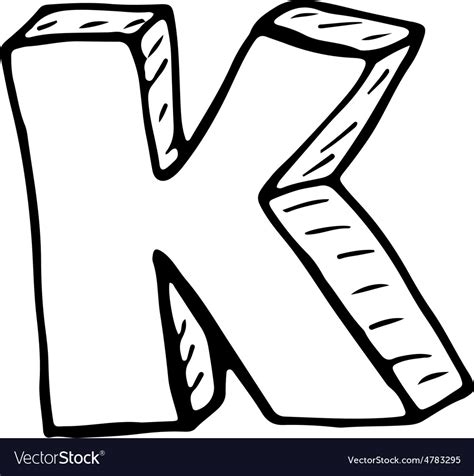 English Alphabet Hand Drawn Letter K Royalty Free Vector