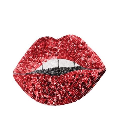 Red Lip Mouth Sequin Patches On Clothes T Shirt Jacket Decorative